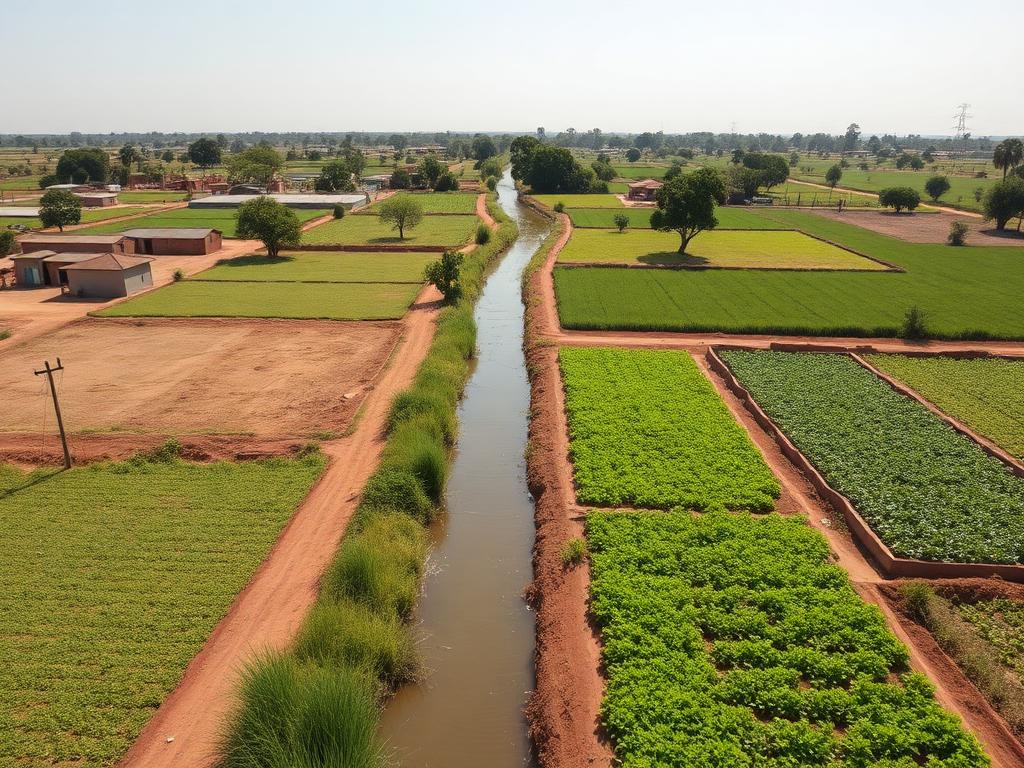 Périmètre irrigué et parcelles maraîchères vues du ciel